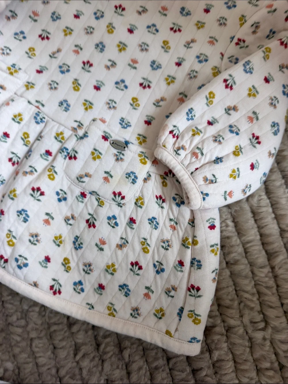 Mayoral Cream Quilted Top with Multicolor Floral Print